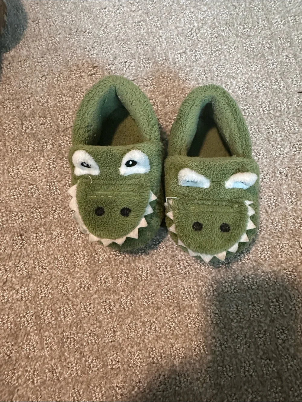 Green Alligator Plush Kids Slippers